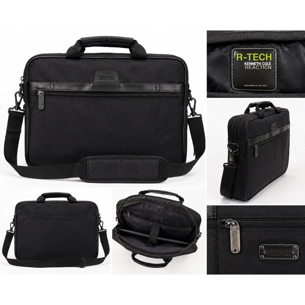 Kenneth Cole Reaction Laptop Briefcase Messenger R-Tech Black  shoulder bag 15